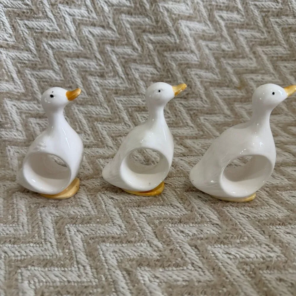 Vintage Bone China Duck Goose Napkin Rings Set of 6 - Picture 3 of 7
